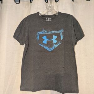 Under Armour Men's Gray T-Shirt with Blue Logo